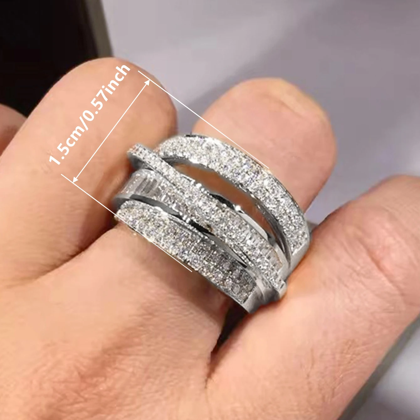 Huitan luksusowe genialne pierścionki z cyrkonią sześcienną dla kobiet złoty kolor wielopoziomowe akcesoria na palce eleganckie Charms biżuteria zaręczynowa — zdjęcie 7