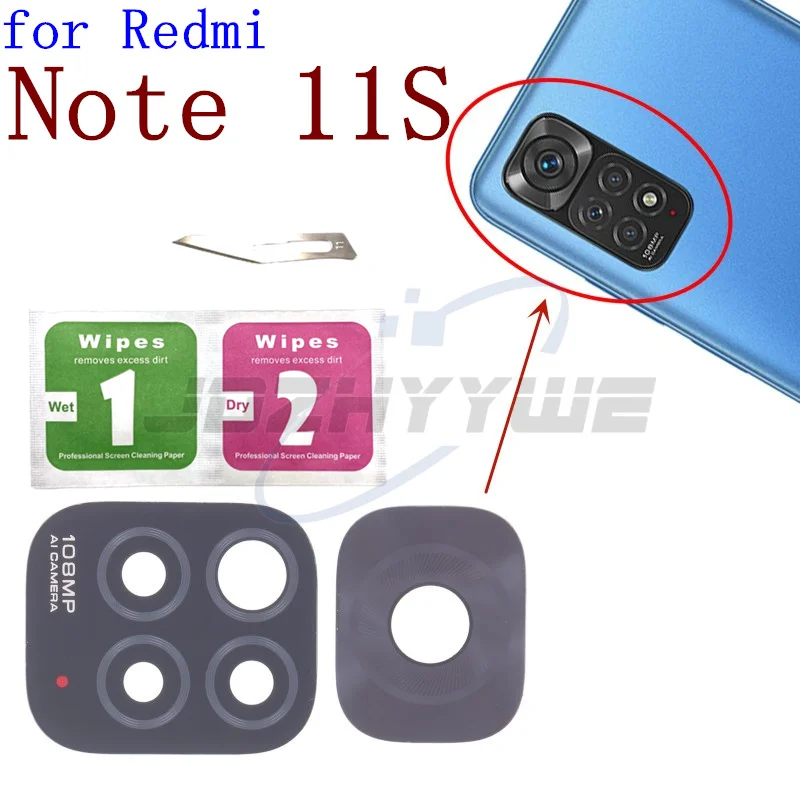 

Стеклянная линза задней камеры с наклейкой для Xiaomi Redmi Note 10 10S Note 11 11S Note 9 Pro 4G 5G Ремонт деталей телефона