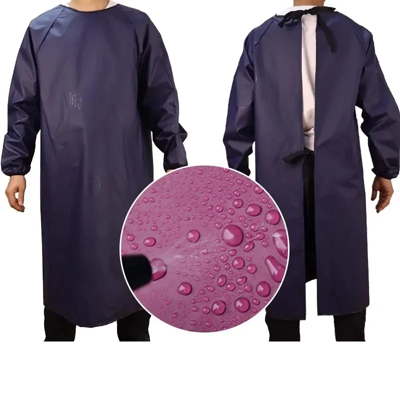 Long Apron with Long Sleeve Waterproof Oilproof Thick Kitchen Workwear for Men And Women
