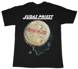 ブラックコットンTシャツ、judas Redified、ロッカロールラ、新品、1974