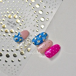 Punk Gold Silver Simple Summer Colorful Laser Round Dot Love Heart 5D Self Adhesive Nail Art Decorations Sticker Manicure Decals