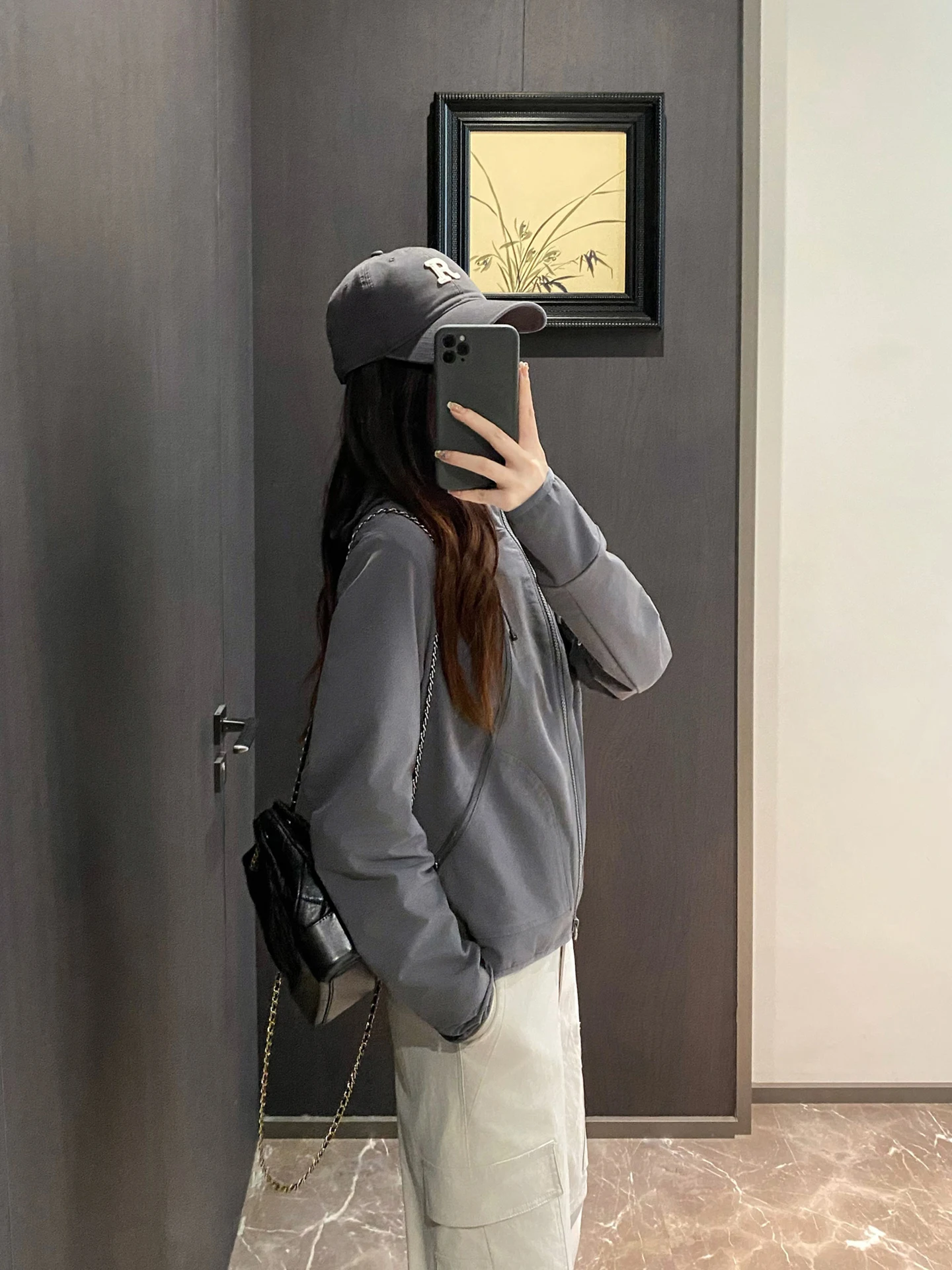 เสื้อแจ็คเก็ตซิปยาวสไตล์เกาหลีสำหรับผู้หญิง ดีไซน์แฟชั่นฤดูใบไม้ร่วง ทรงหลวม สวมใส่สบาย ช่วยให้ดูผอมเพรียว