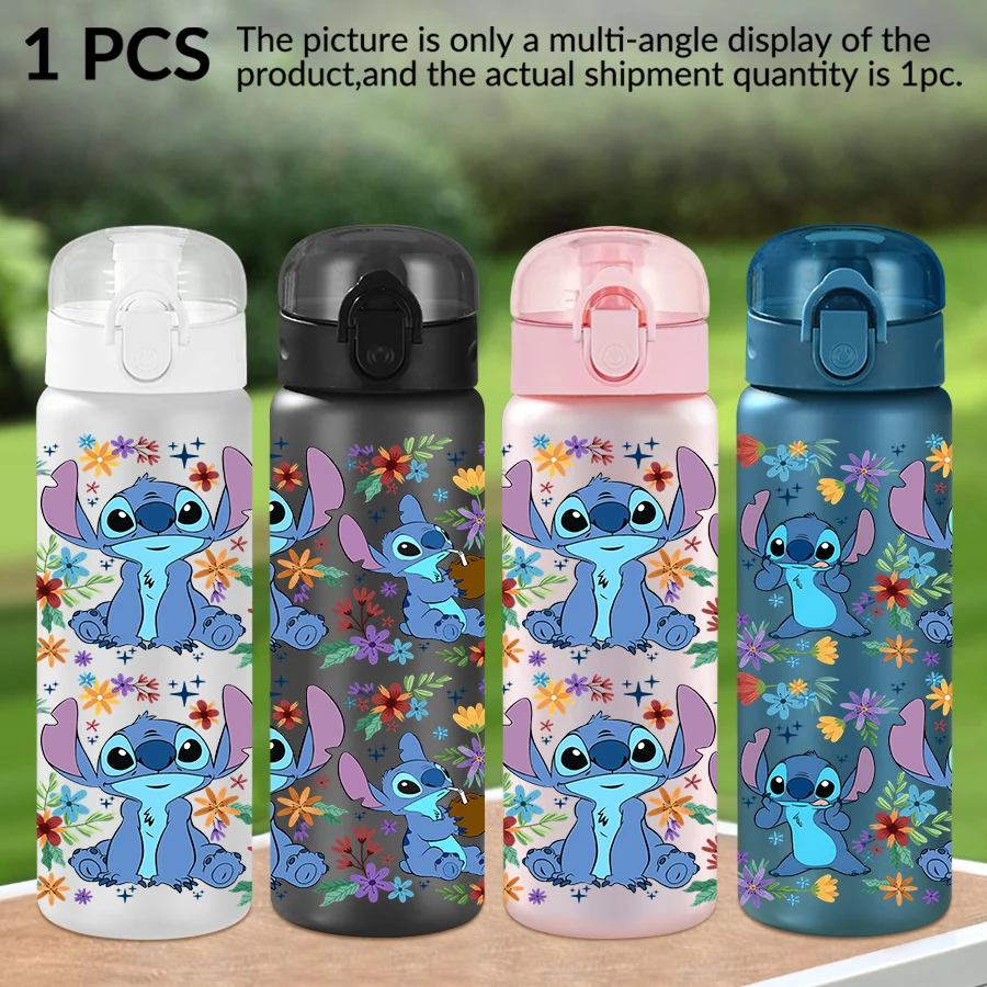 

1Pc Disney Stitch Flowers Pattern 26oz Plastic Water Bottle Outdoor Sports Water Cup Birthday/Homecoming Gift