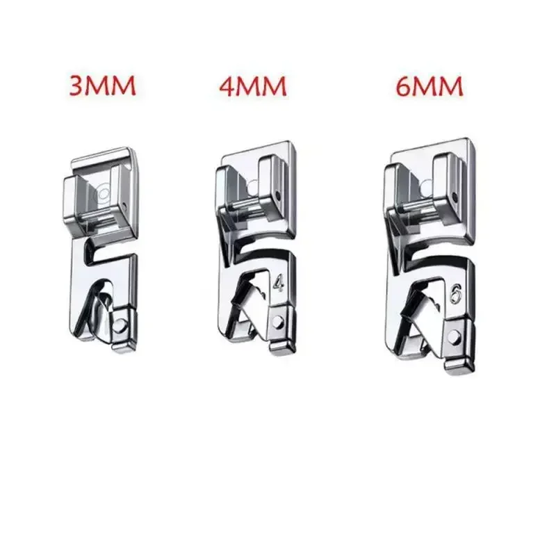 3/4/6mm Narrow Rolled Hem Presser Foot Set for Brother Janome Sewing Machine Singer, Household Sewing Tools Embroidery Hoop