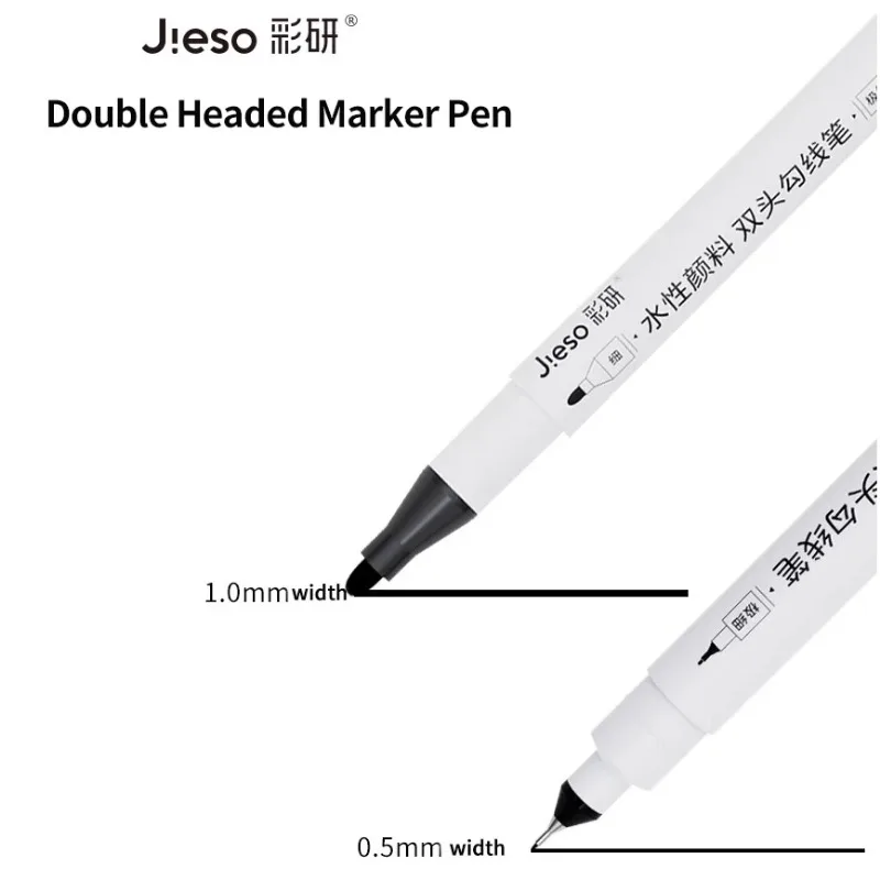 3/5/12/24 Pcs Waterproof Black Marker Plastic Paint Double Head Permanent Marker Fine Art Outlining Pen Office School Stationery