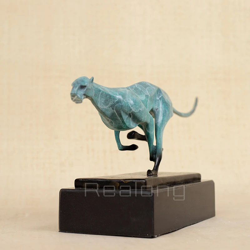 Modern Art Bronze leopard Sculpture Bronze Cheetah Statue  Animal Bronze Statues and Sculptures For Home Desk Decoration Crafts