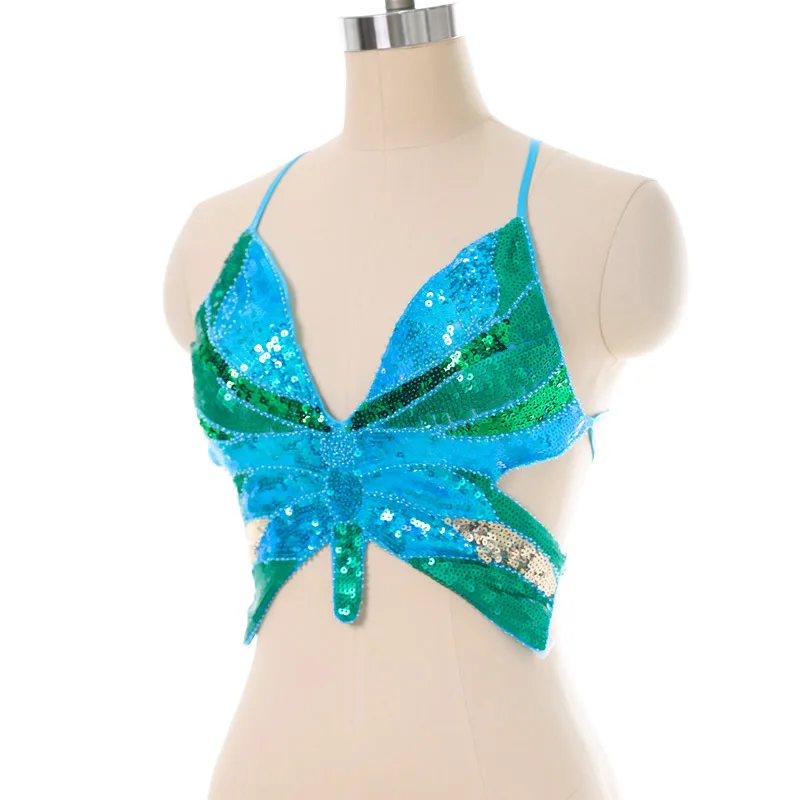 Danza del ventre paillettes farfalla reggiseno DS Nightclub Stage Bar Top Dance spettacolo di prestazioni europee Corse