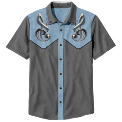 Musical Notes Cotton Button Shirt For Men/Women Unisex Shirts Summer Short Sleeve Shirt Fashion Streetwear