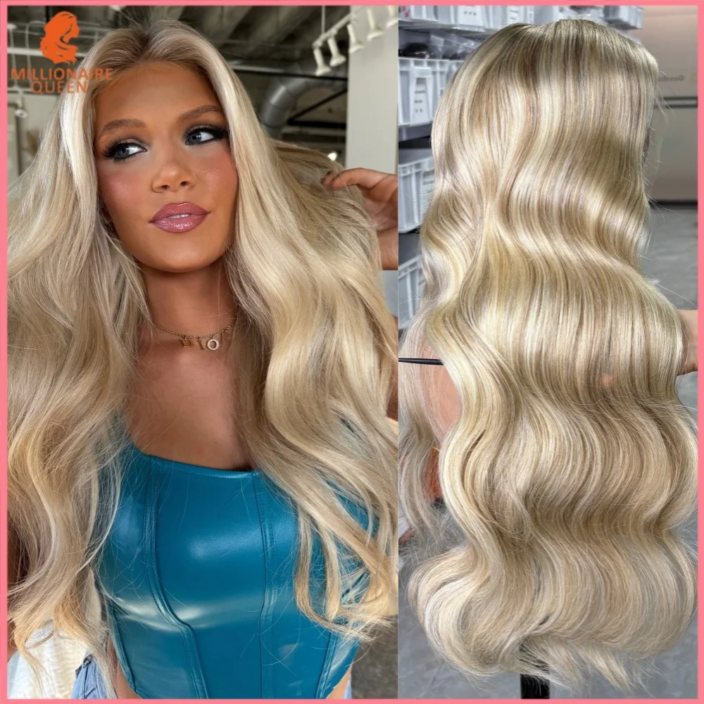 

13x6 Christmas Creamy Blonde Body Wave Wig 100% Human Hair Remy Wigs Ash Blonde 180% Lace Human Hair Wig Millionaire Queen