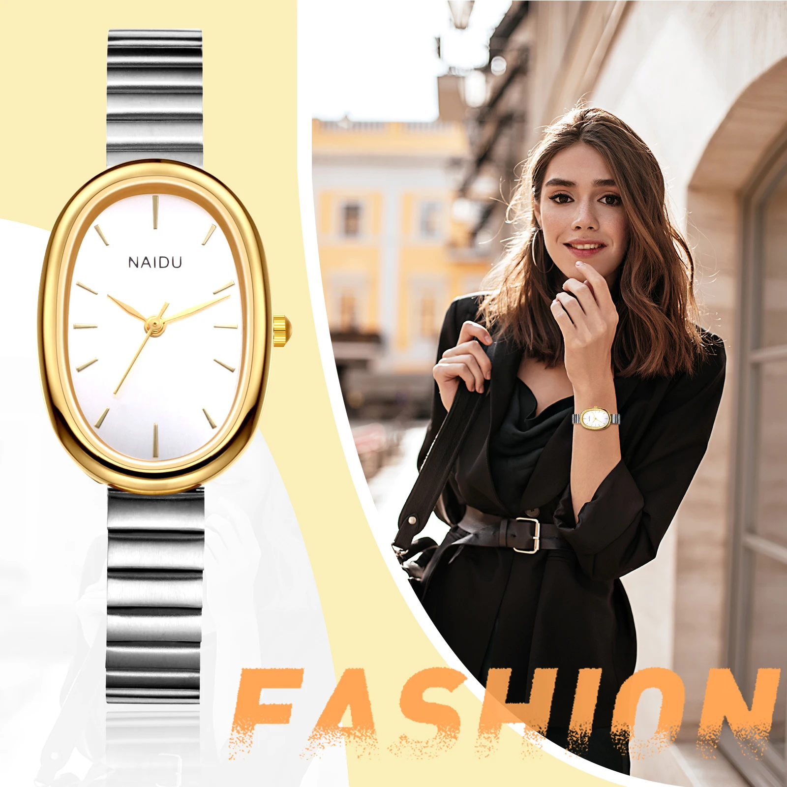 Lancardo นาฬิกาข้อมือควอทซ์ทรงวงรีแบบบางพิเศษสายสแตนเลสปรับขนาดได้สำหรับผู้หญิงนาฬิกากันน้ำแบบลำลองสำหรับธุรกิจ