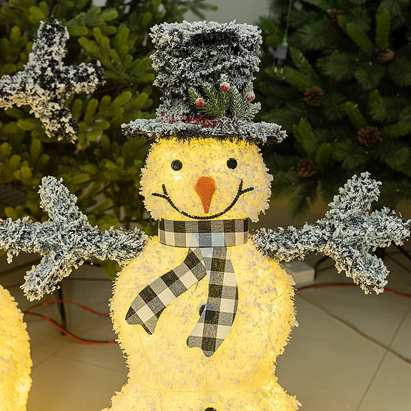 단조 철 크리스마스 눈사람 장식품 장면 장식 대형 조명 쇼핑몰