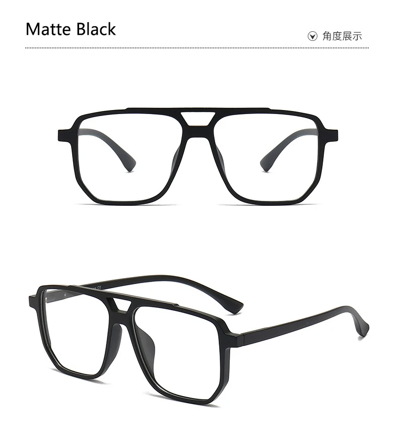 Optische Brillen Rahmen Mode Retro Pilot Doppel Brücke Gläser TR90 Ultra Licht Brillen Große Größe Mann Spektakel – Detail 8