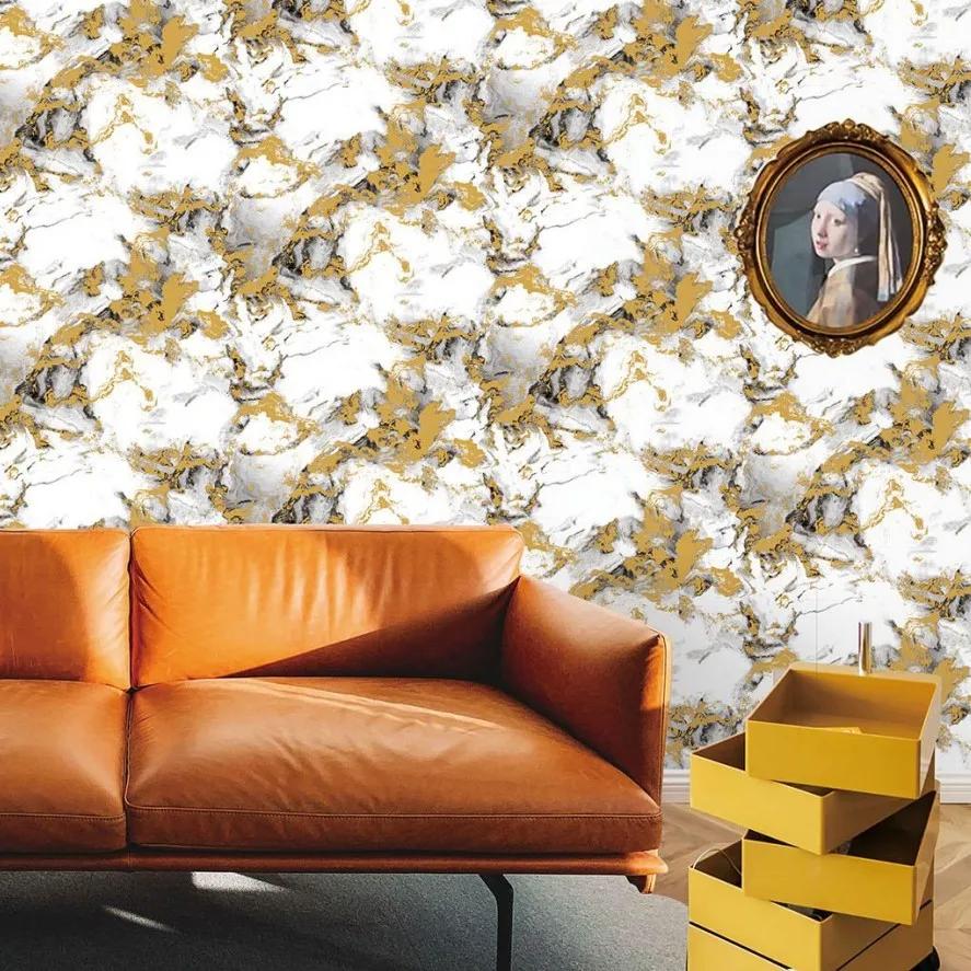 3D خمر الرخام نمط غرفة المعيشة خلفية خلفية فندق مطعم شركة الاستقبال فو اليشم ورق الحائط الصانع #2