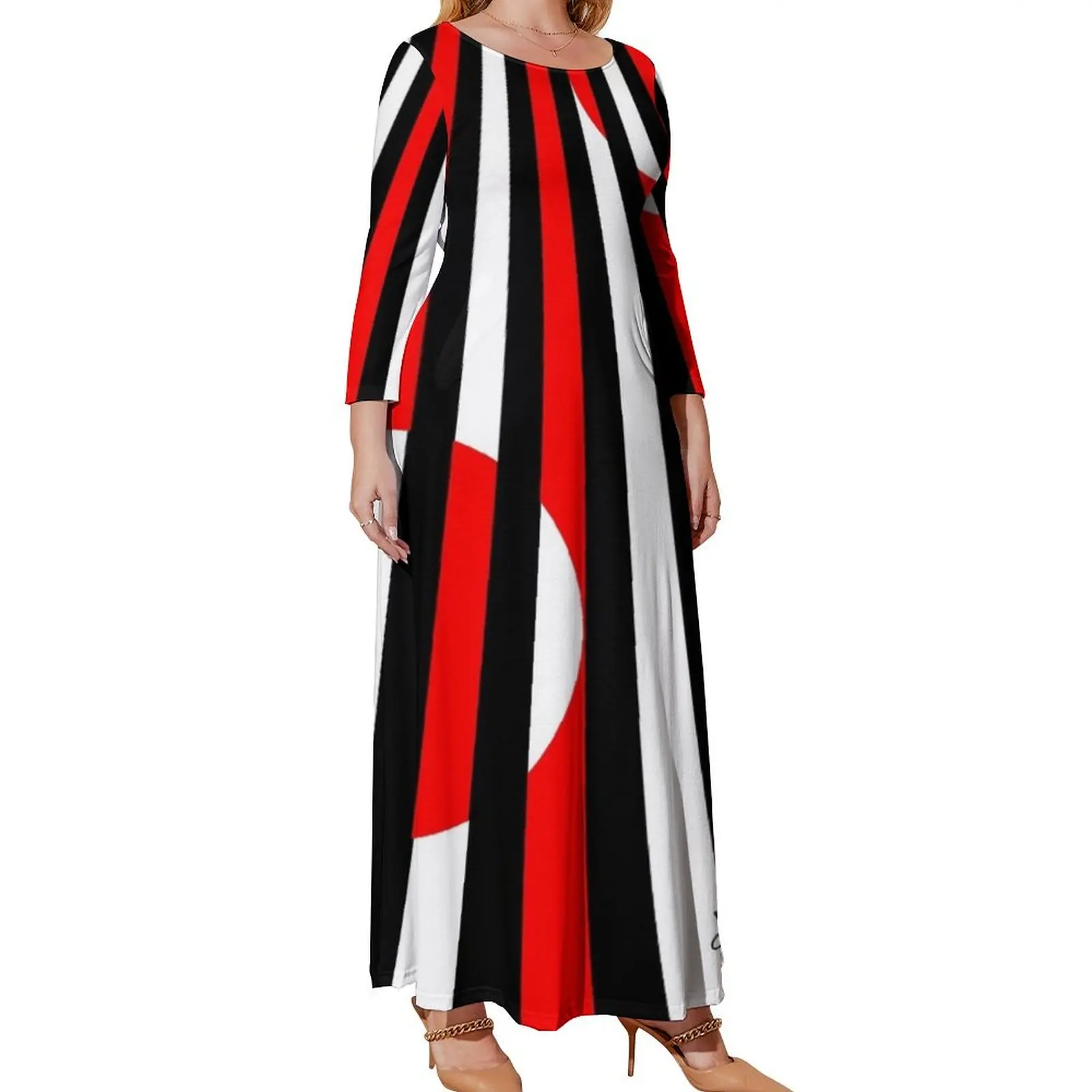 

Black White and Red All Over! Long Sleeved Dress elegant chic wedding evening dresses cute dress evening dress