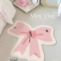 Valentine's Day Bow Decorative Carpet Pink Heart Living Room Carpets Girl Bedroom Bedside Rug Irregular Plush Soft Rugs Tapete