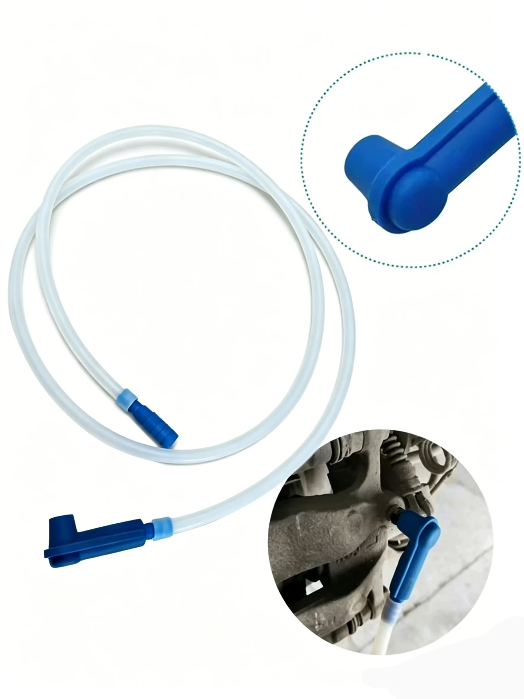 1.2m Universal Brake Fluid Bleeder Hose, Auto Brake Oil Change Tool with Rubber Connector, Clear PVC Drain Tube for Vehicle Bra