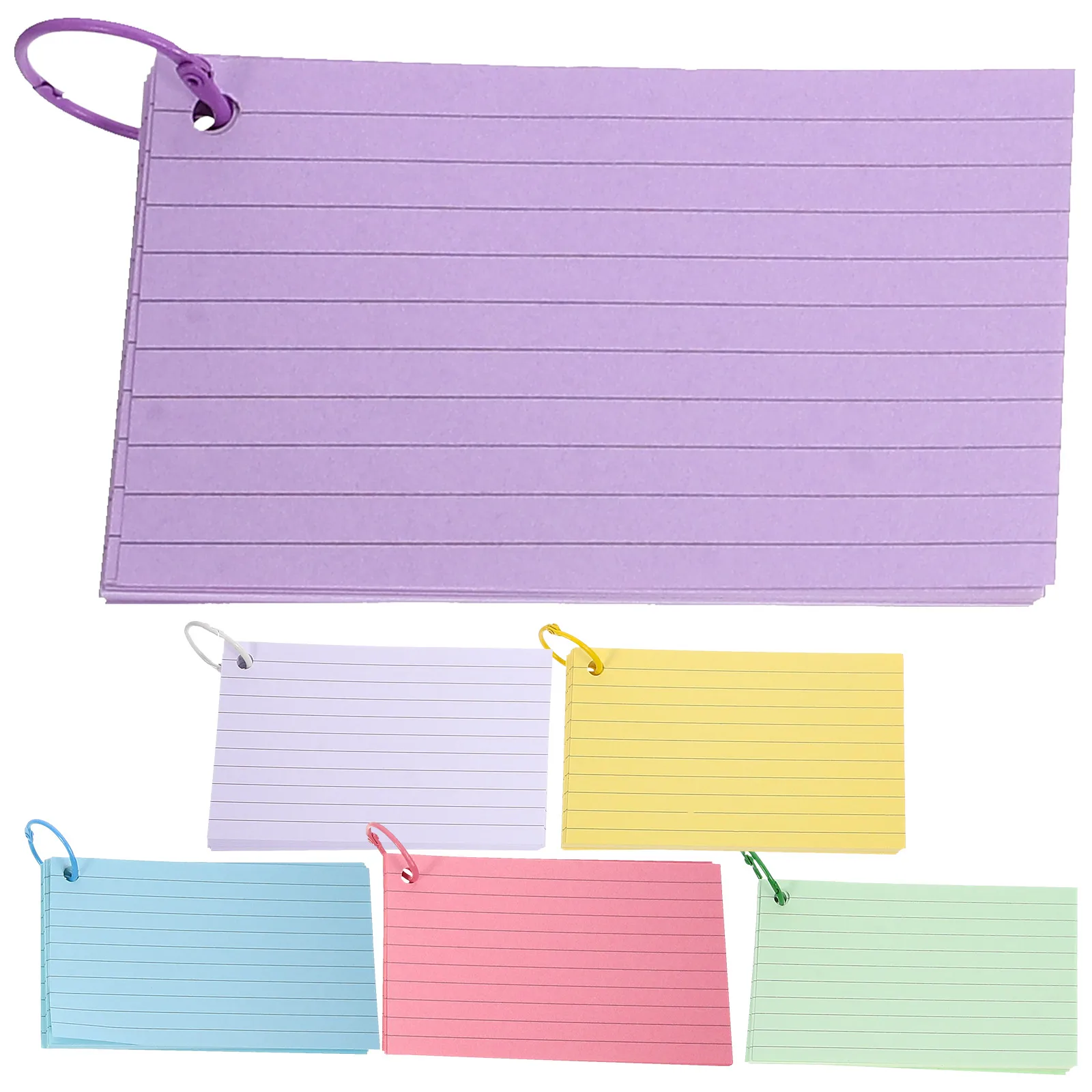 

1 set Portable Blank Flashcards Notepad Index Cards Pre Hole Punched Office Use Lined Note Cards Memory Word Book Studying Paper