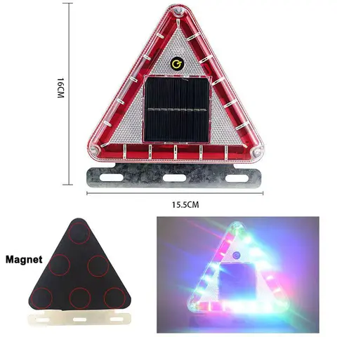 트럭 트레일러 LED 태양 삼각형 깜박이는 경고등 배터리 무선 반사 방지 충돌 방지 테일 램프 플래시 스트로브 비콘
