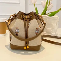 Bolso tipo cubo con cordón, bandolera cruzada de mano de gran capacidad para mujer, bolso de hombro para axila de mano de gran capacidad