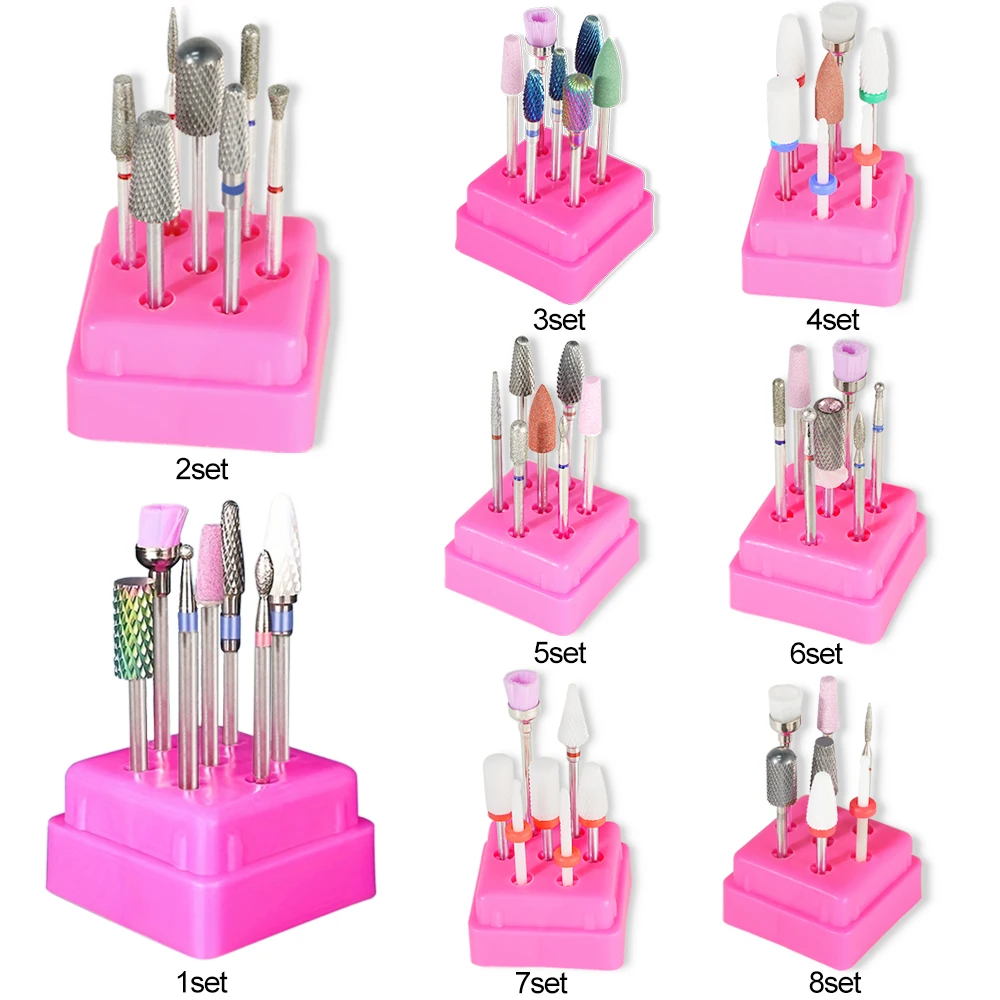 텅스텐 카바이드 세라믹 네일 드릴 비트 7개, 젤 바니쉬 제거용 매니큐어 드릴 비트 키트 액세서리 조각 도구