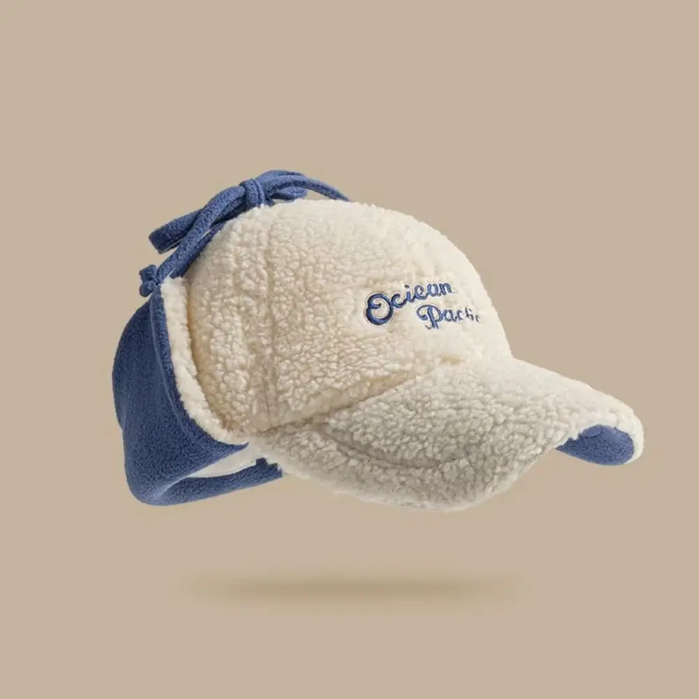 Ear Protectors Warm Pilot Hat Thickened Earflaps Visor Winter Baseball Cap Windproof Bonnet Caps Lamb Wool Hat Outdoor Sports