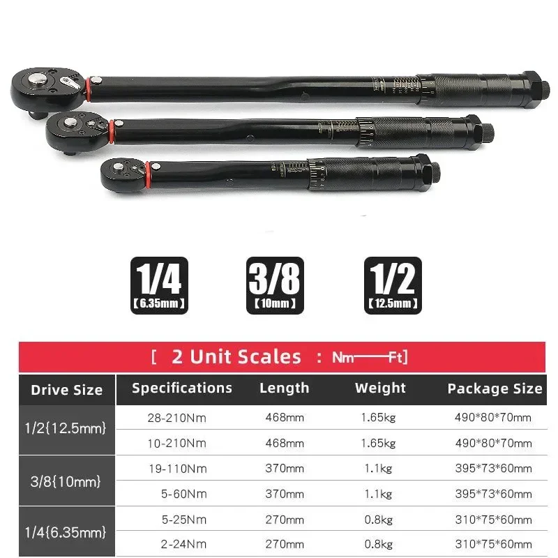 Imagem -06 - Square Drive Preconjunto Torque Wrench Bicycle Torques Key Two-way Ratchet Carro e Bicicleta Ferramentas Manuais Automotivos em em em em em Dentro Dentro Dentro Dentro Dentro