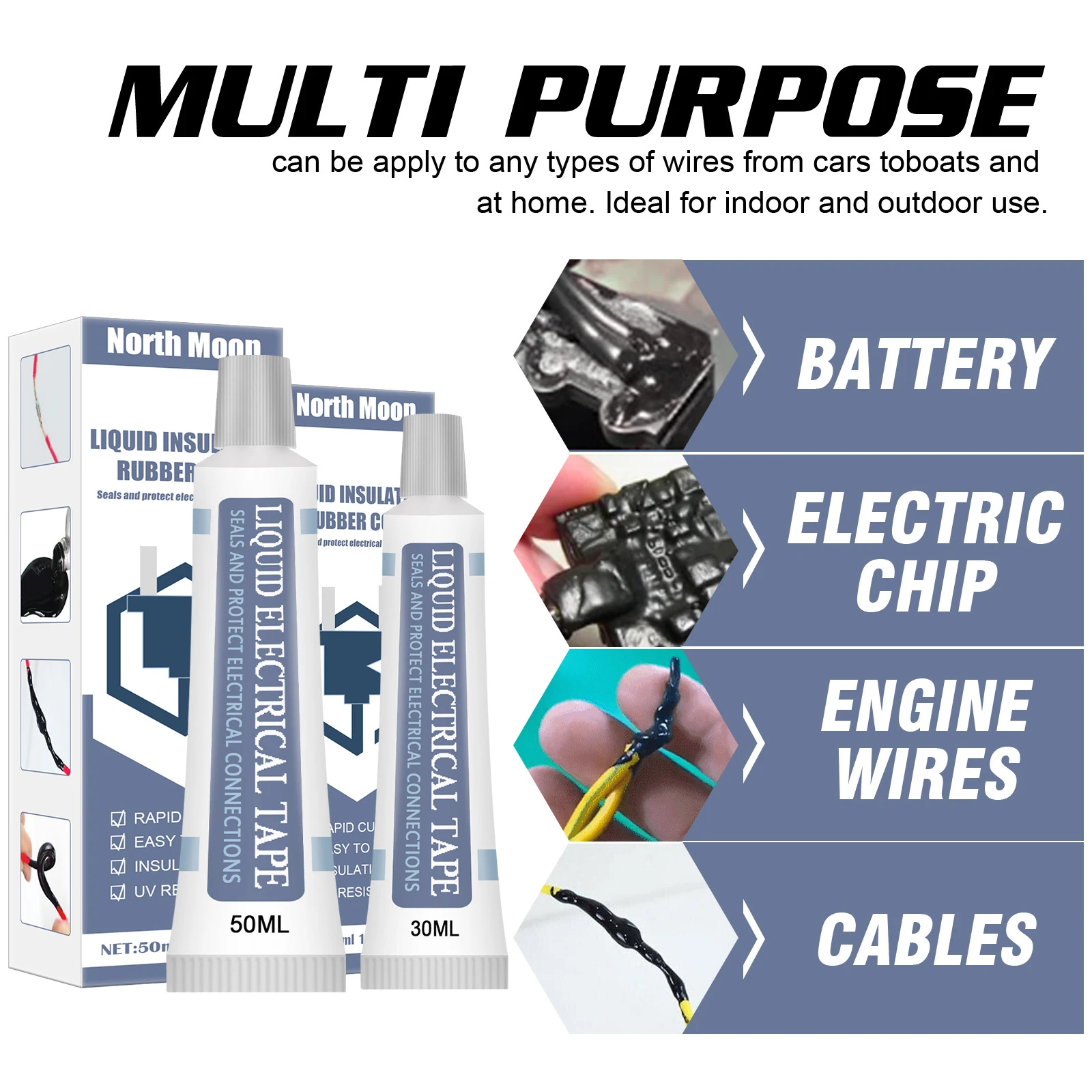1/2 pz impermeabile nastro isolante liquido pasta sigillante elettronico isolante Anti UV colla ad asciugatura rapida 30ml + 50ml per l'home Office