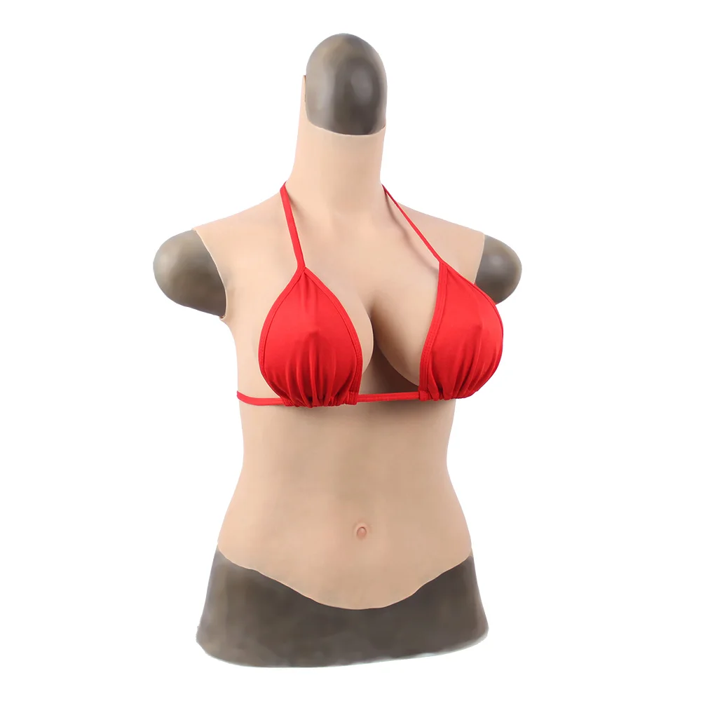 Tgirl Big Breast Fake Boobs Half Body Suit Artificial Silicone Breasts Enhancer CDEG Cup,Crossdresser Transgender Mastectomy