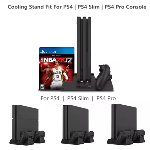 Multifunctional Cooling Stand for PS4 Slim Pro Edition Charging Dock Dual Controller Cooling Fan Game Disc Storage Accessories