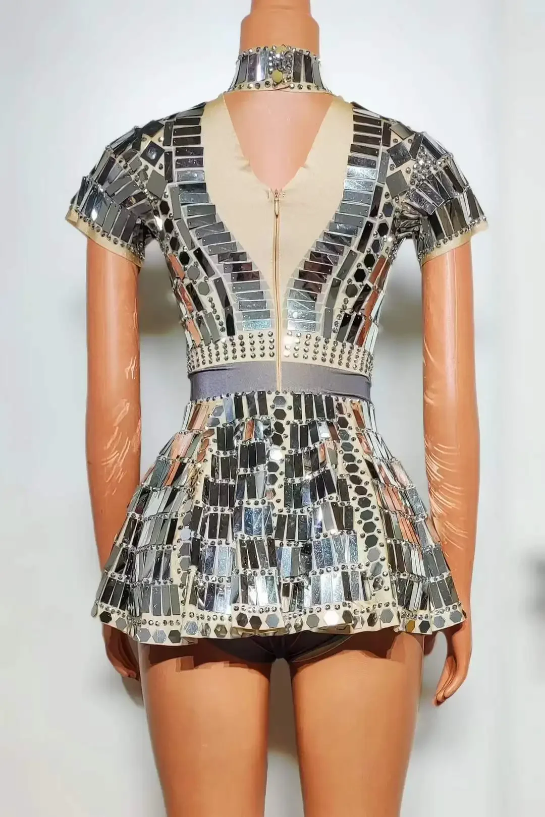 Body de Showgirl de Las Vegas con lentejuelas doradas y plateadas, vestido para mujer, traje de baile brillante, ropa de escenario, sesión de fotos de porristas126