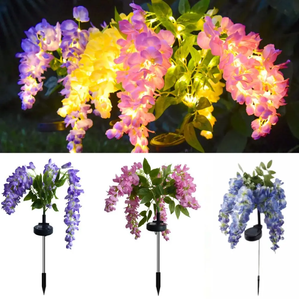 

Realistic Solar Wisteria Flower Lamp Creative Cordless Landscape Lawn Lamp Ground Mounted Waterproof Garden Solar Lights