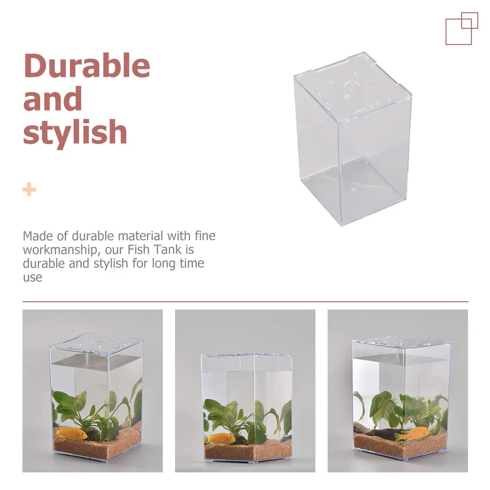 Betta Fish Tank Decor Desktop Small Transparent Container Acrylic Cylinder Miniature Aquarium