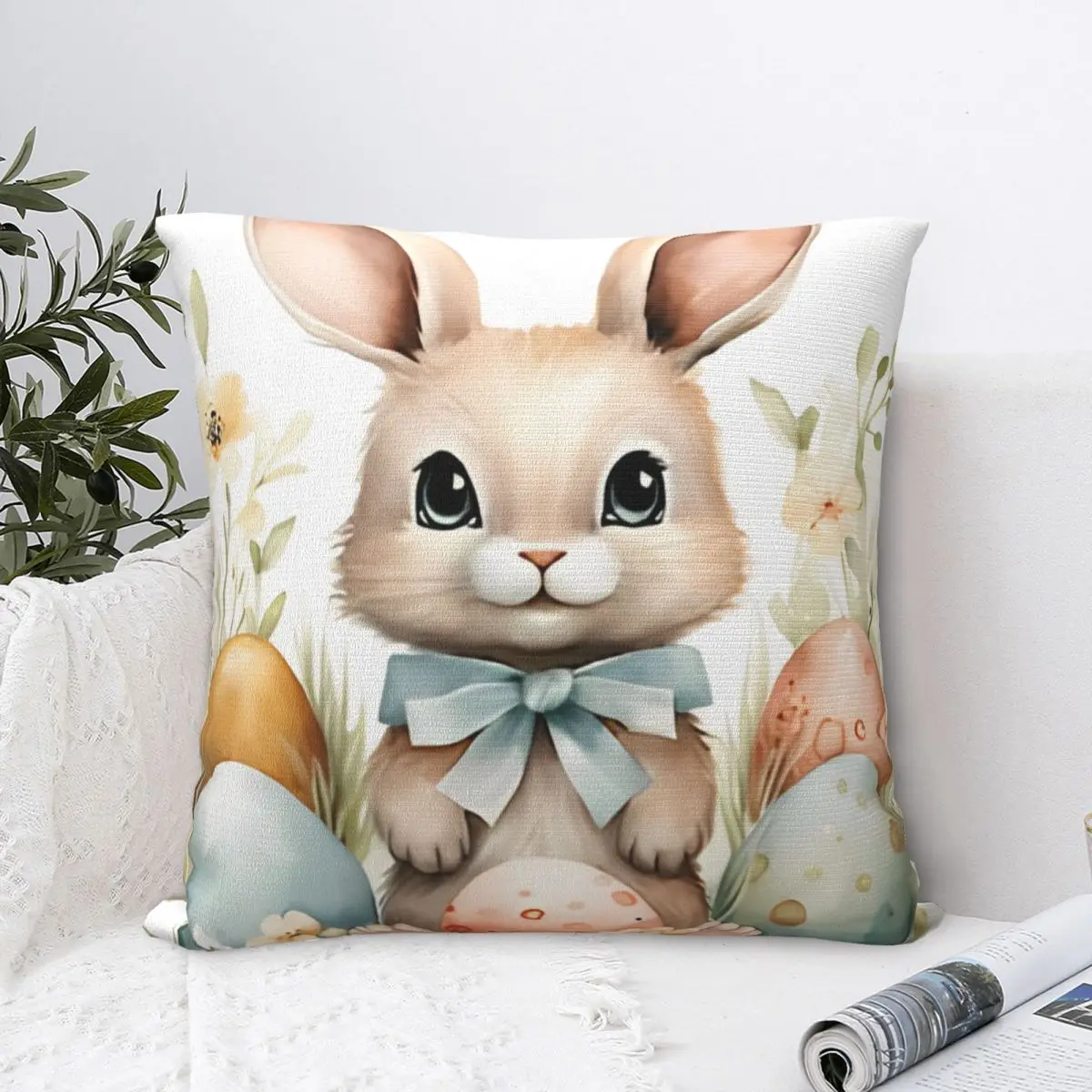 

Pillow Cover Easter Style Bunny Pattern Custom Cushion Cover Kawaii Pillow Case For Sofa Home Decorative Pillowcases