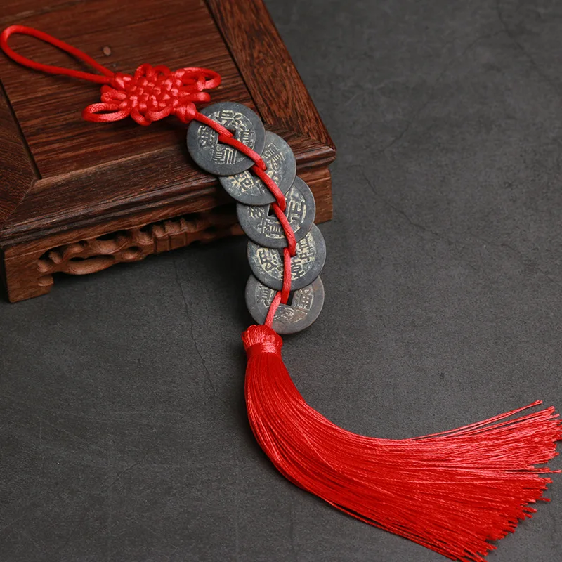 كشك رائجة البيع النحاس النقي الصينية عقدة تشينغ سلالة خمسة الإمبراطور العملات العتيقة العملات النحاسية القديمة فنغ شوي أثناء حقيبة الظهر الآمنة C