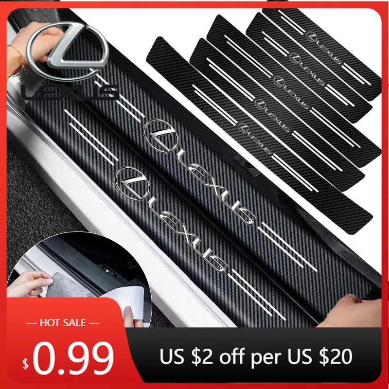 Pegatinas interiores para el umbral de la puerta del coche, pegatinas decorativas de fibra de carbono para Lexus IS350 LS400 RX330 IS300h RX400h ES350, 1/4/5 unidades