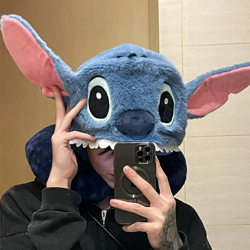Anime Stitch U-Shaped Hooded Neck Pillow Kawaii Figure My Melody Dumbo Travel Soft Comfortable Cervical Pillow Partner Gift