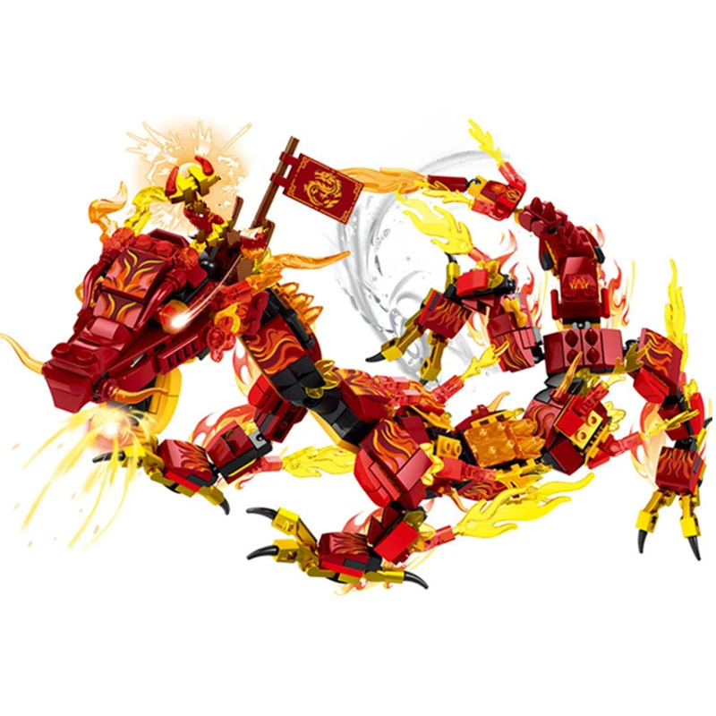 New Fire Heatwave Transforming Lava Flame Dragons Fightar Titan Season 14 Fly Building Blocks Classic Model Sets Bricks Kid Kit