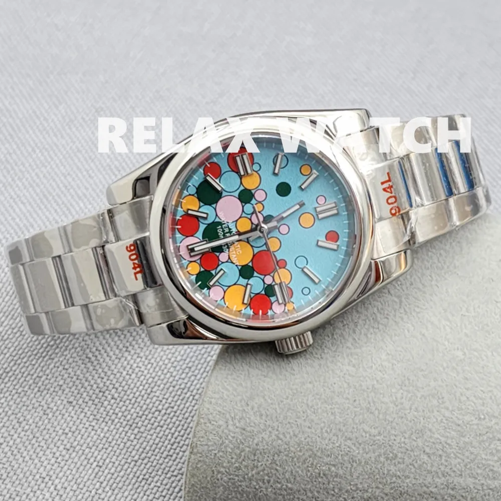 Imagem -02 - Relógio Movimento Automático Japonês Nh35 Movimento Mecânico Vidro de Safira Multi-color Dial Novo 36 mm 39 mm 2023 Aço Inoxidável