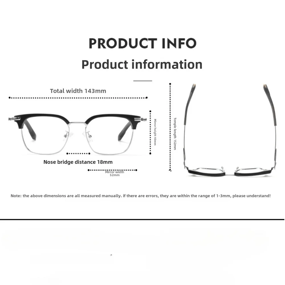 Retro Metal Half Frame Men's Ultra Light Eyeglass Frame Women's Anti Blue Light Glasses Men Optical Glasses Flat Light Glasses