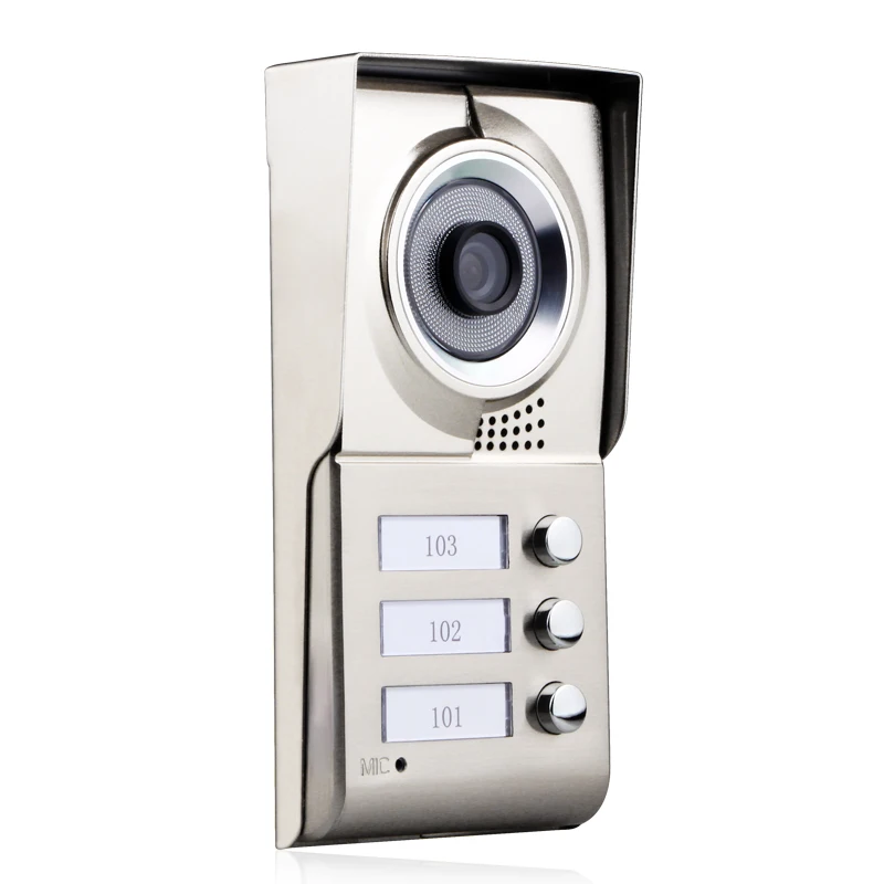 7inch Waterproof 3 Apartments Video Door Phone Intercom System IR-CUT HD 1000TVL Camera with 3 Button 3 Monitor for Home Safety