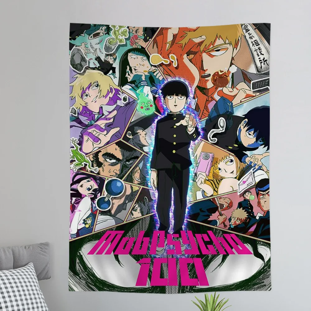 Zdjęcie 3: M-Mob P-Psycho 100 Anime Anime Tapestry Hippie Flower Wall Carpets Dorm Decor Cheap Hippie Wall Hanging