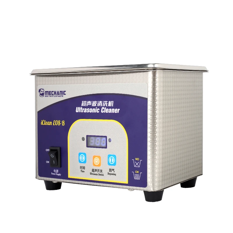 MONTEUR iClean-E08B Ultrasone Reiniger 0.8L 80W Hoge Frequentie Reinigingsmachine Voor Moederbord Lens Telefoon Reparatie Wasgereedschap