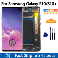 Super AMOLED For Samsung Galaxy S10 S10 Puls LCD Display Touch Screen Digitizer Assembly For Samsung S10+ G973F G975F Display