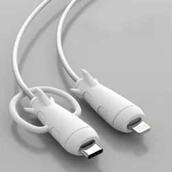 Mobile Data Cable Protective Case 2-in-1 Bundled Storage with Silicone Charging Cable Head Cover