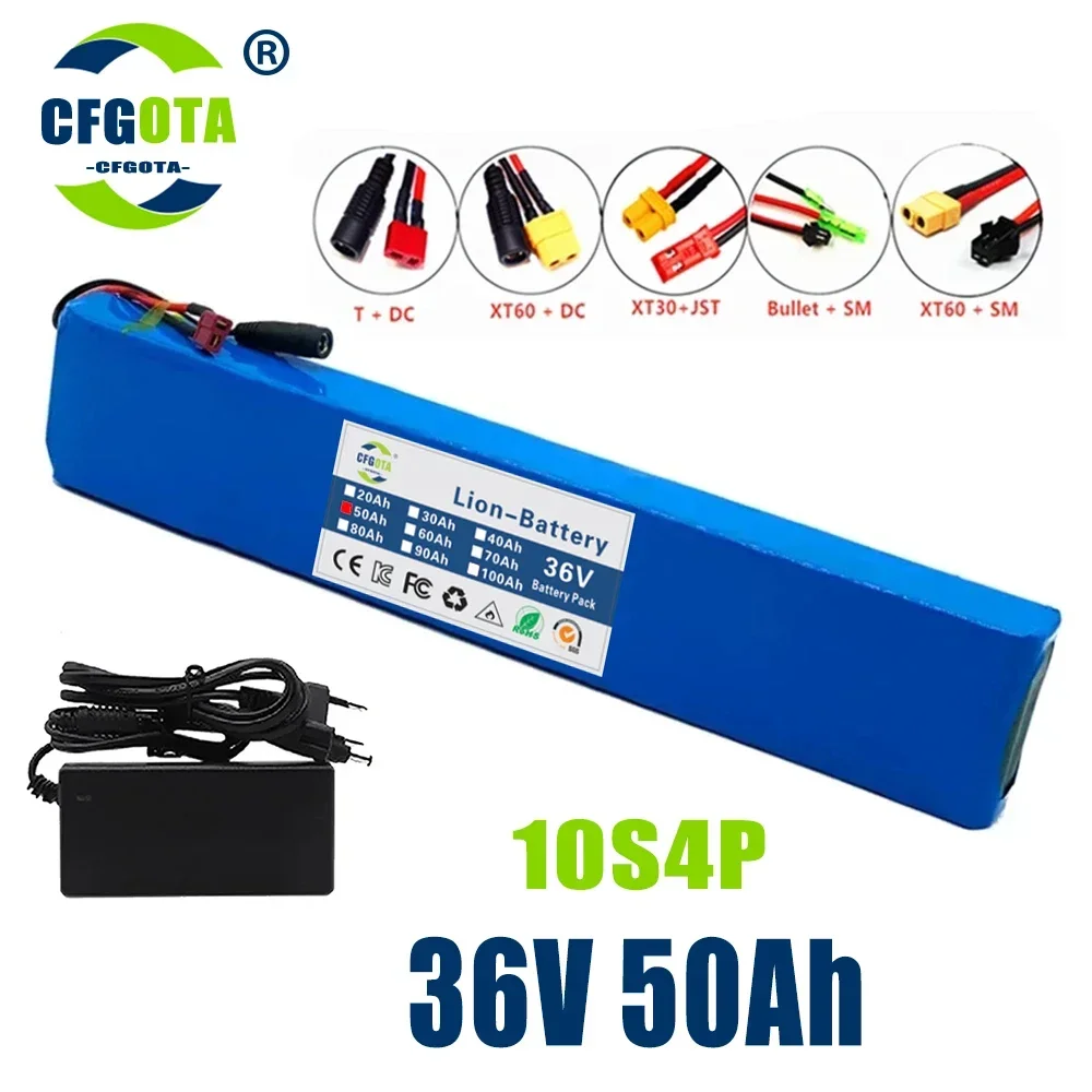 

18650 Li-ion Battery 10S4P 36V 50AH for E-Bike Electric Wheelchair Battery E-Motorcycle Battery + 42V 2A Charger