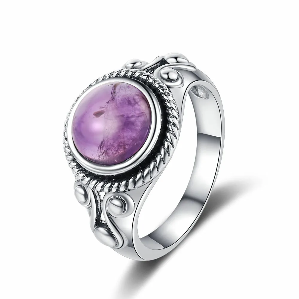 Unisex 10mm Natural Labradorite Ring in 925 Silver