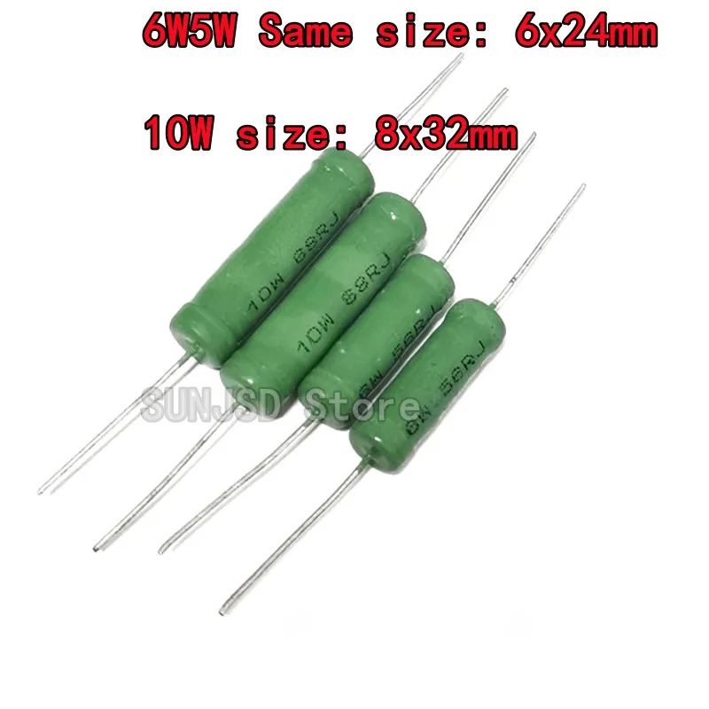 10PCS RX21 5W 6W 10W Wire Wound Resistance 0.1~33K 3 20 4.7 10 22 27 47 100R 120 180 200 220 270 330R 360 510 1K 10K 15K 30K Ohm