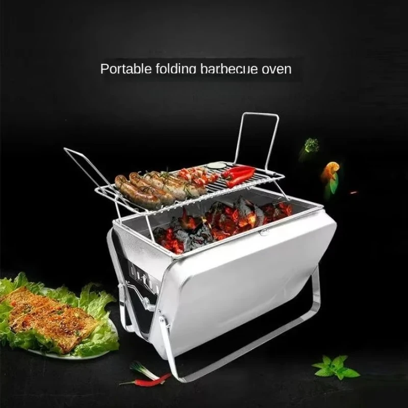

TQH Mini Grill Outdoor Folding Portable Charcoal Grill Household Small Stainless Steel Oven