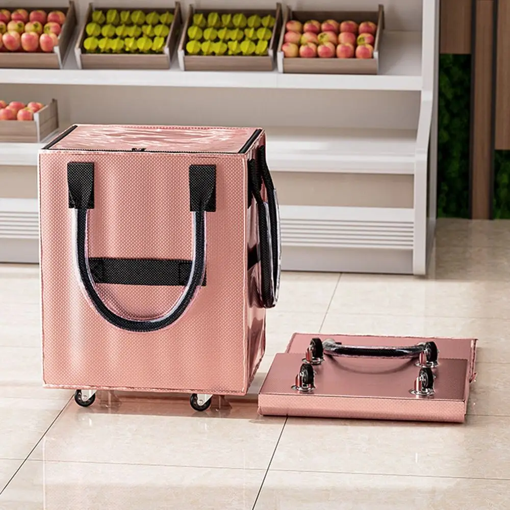 

Long Handheld Roller Skating Shopping Bag Lightweight Foldable Shopping Trolley Large Capacity Waterproof Pull Cart with Wheels
