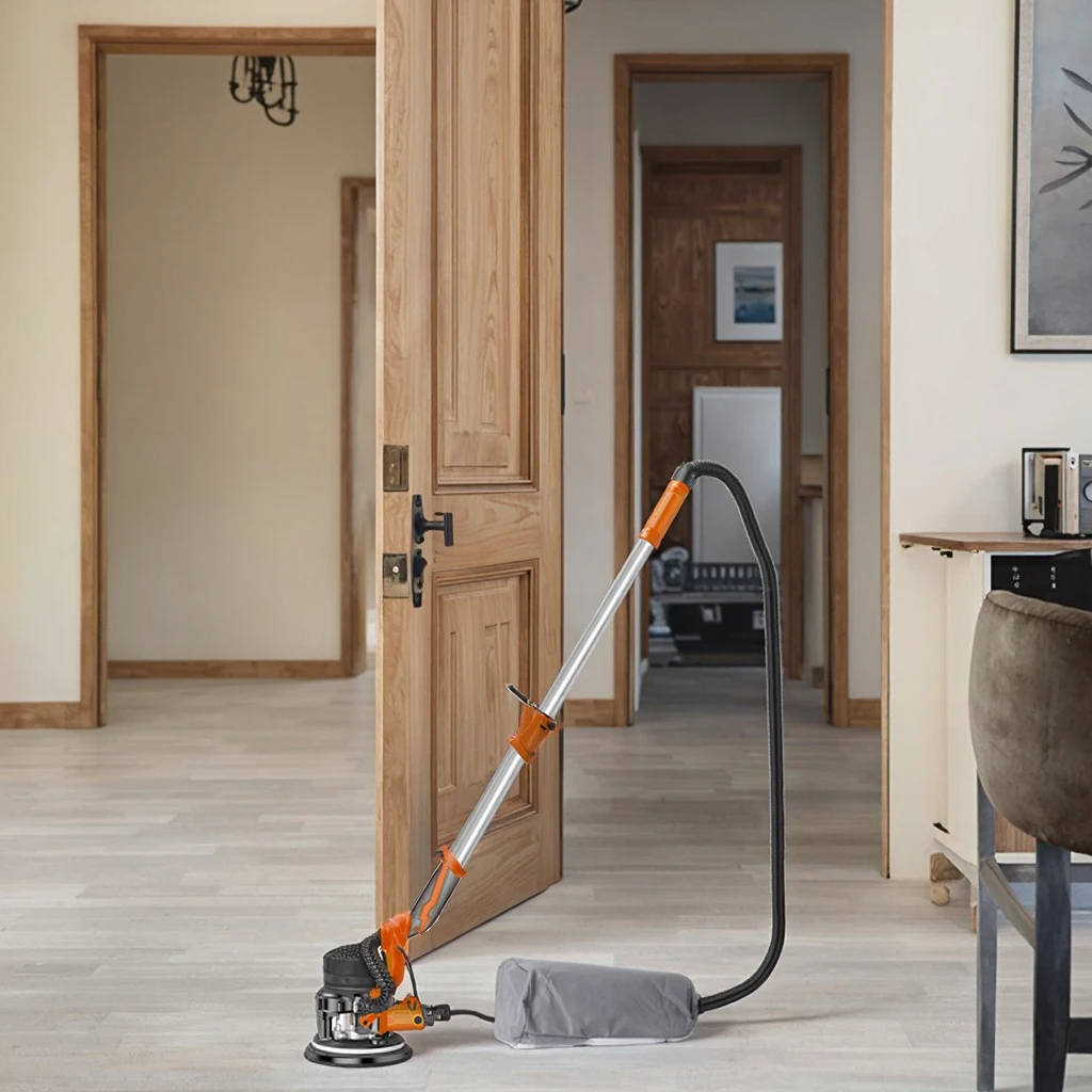 Levigatrice per mastice portatile con doppia lampada elettrica 220V per lucidatura a nastro con carta vetrata da parete a palo lungo per progetti fai da te